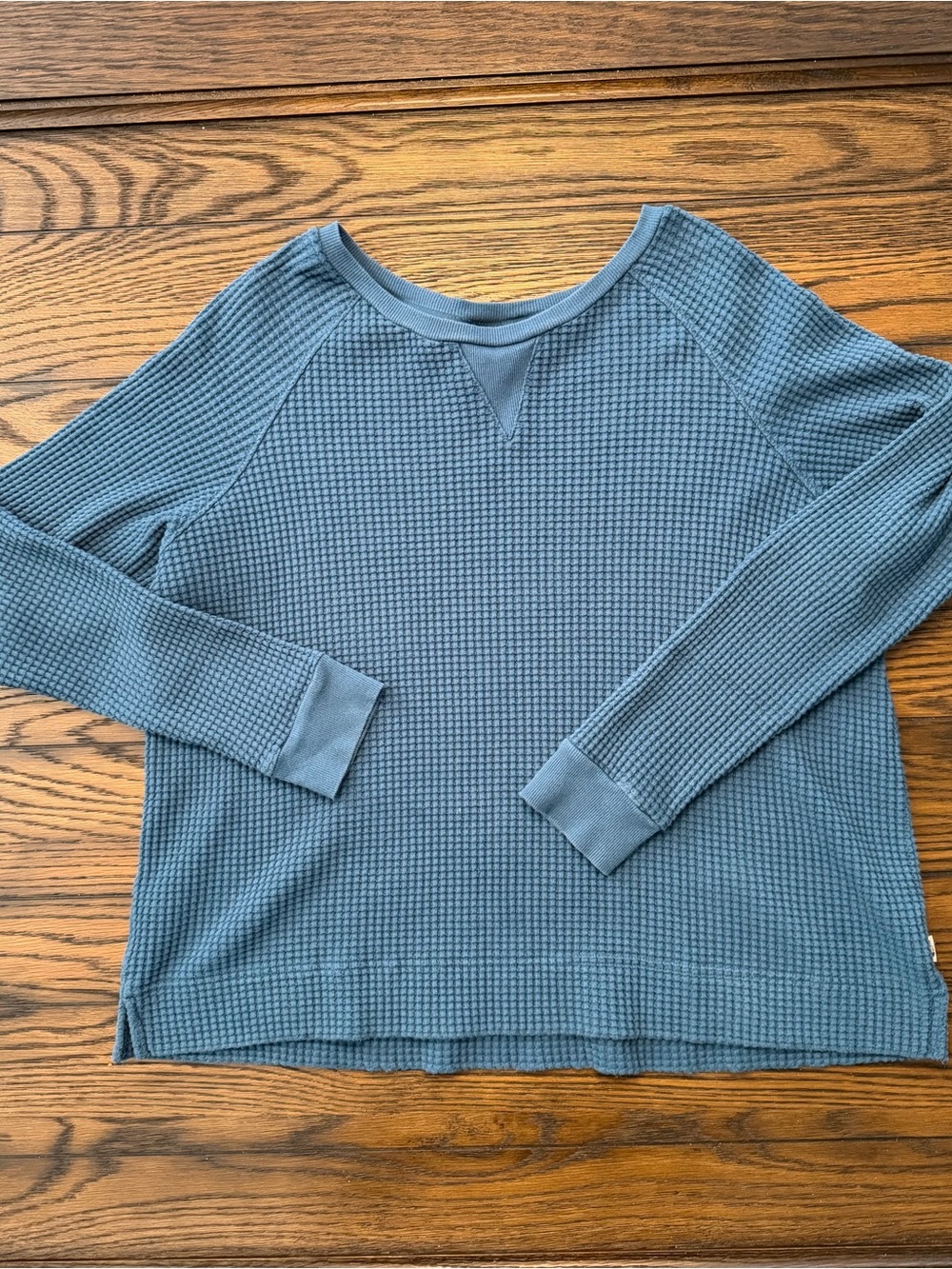 The North Face Women's Waffle-Knit Crew Sweater in Dusty Blue